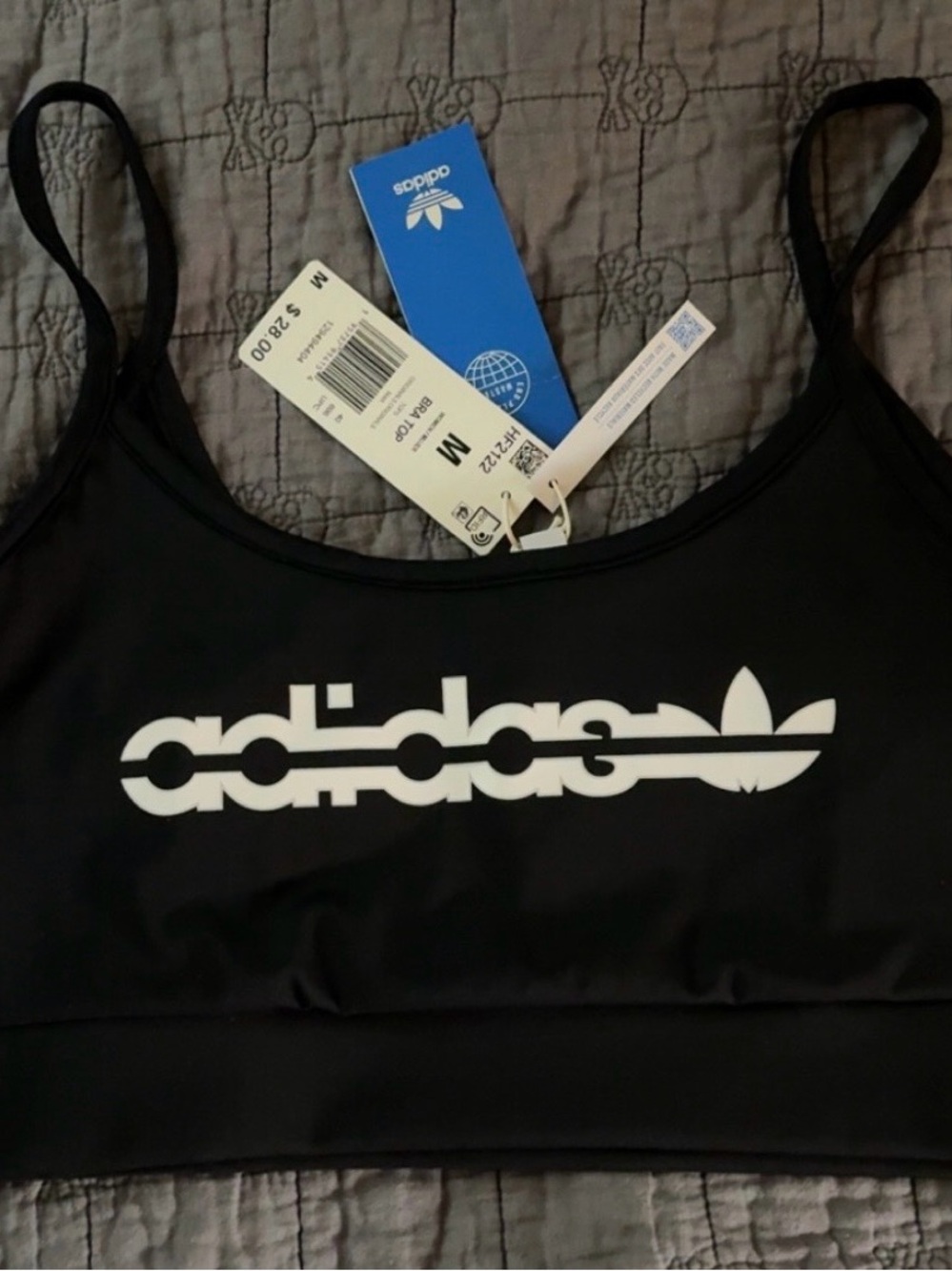 adidas Women’s Black Logo Top medium NWT